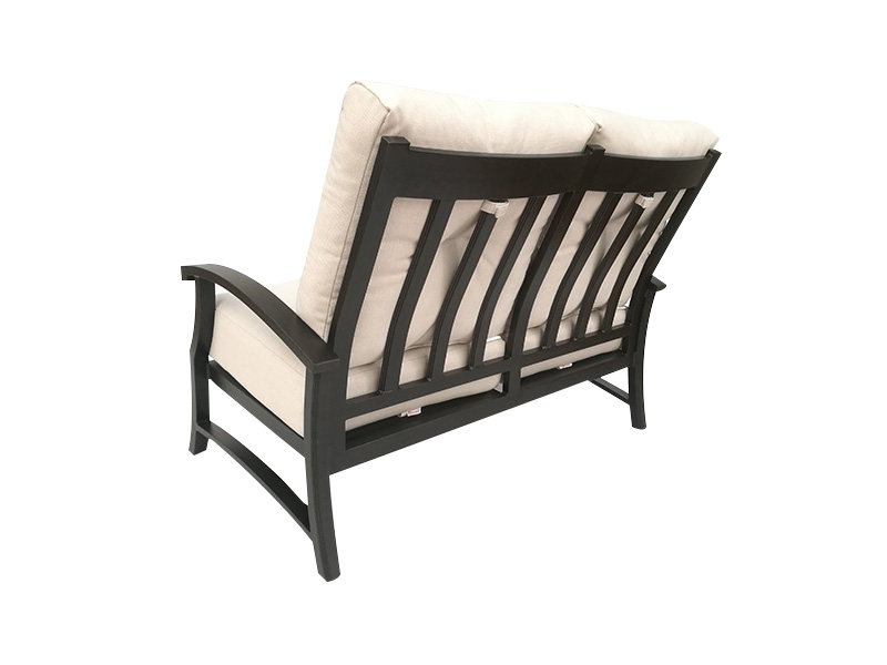 Lodge gealtertes Bronze -Aluminium mit Kissen Patio Loveseat