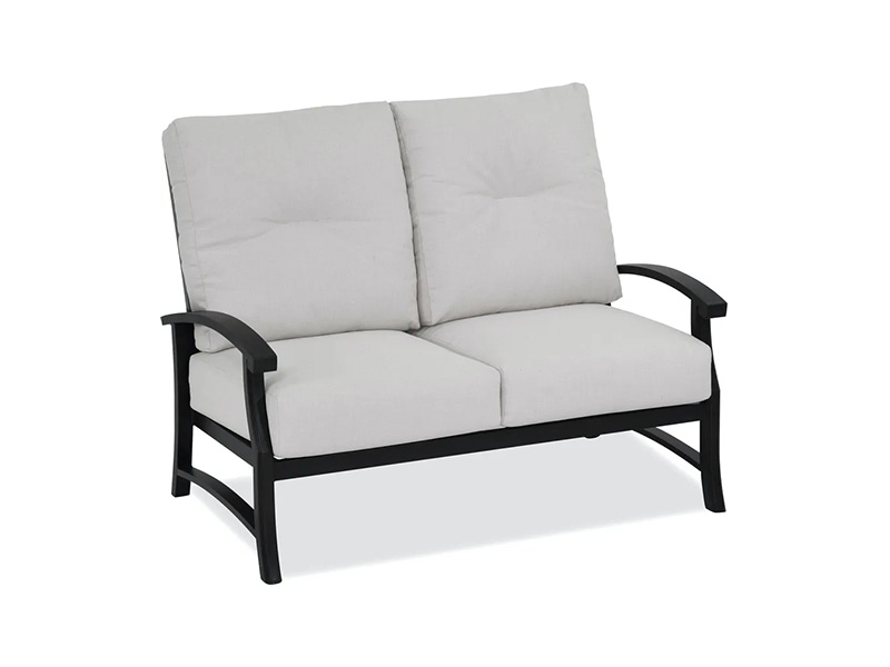 Lodge gealtertes Bronze -Aluminium mit Kissen Patio Loveseat