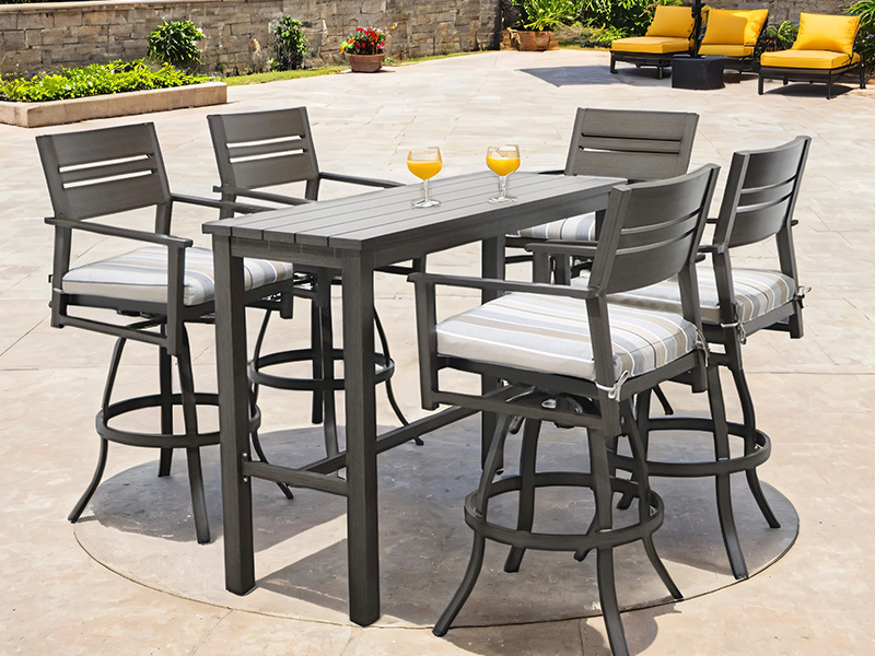 Aspect 6-teiliges Aluminium-Terrassen-Barhocker-Set