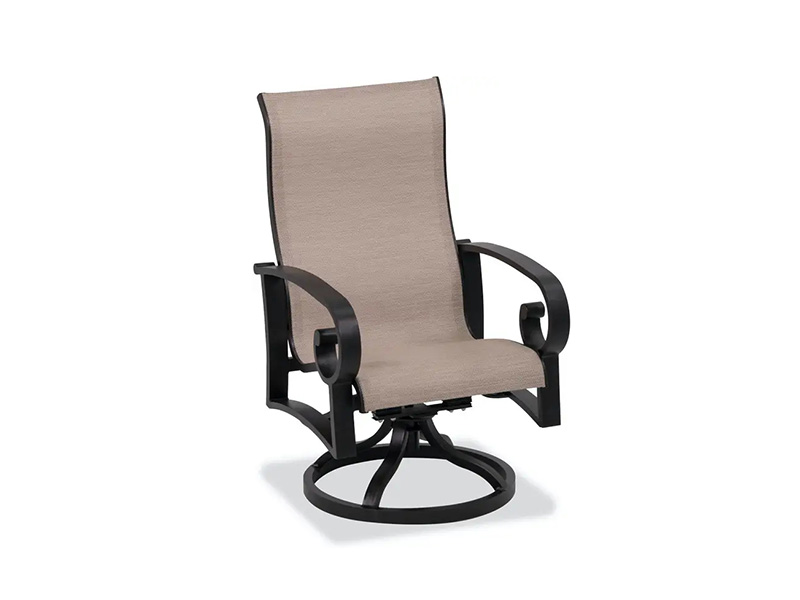 Solstice Essstuhl aus gealtertem Bronze-Aluminium mit Sling