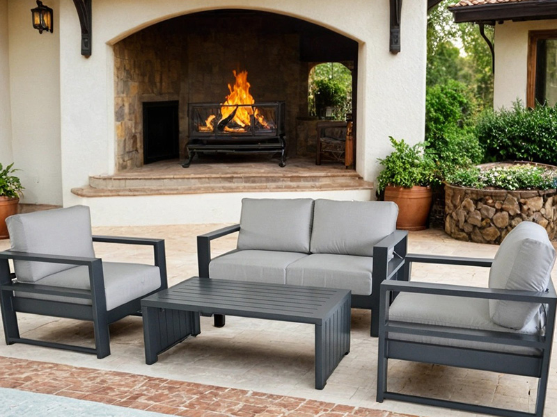 AOBAM Aluminium mit Polstern – 4-teiliges Deep Seating Set mit Couchtisch